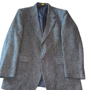 Farah Men's Tweed Sport Jacket Gray 100% Wool Blazer Size 44L Vintage Luxury